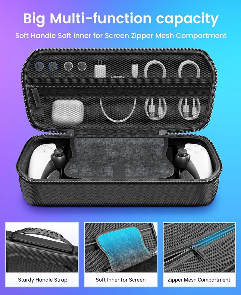 Svetaecho 8 in 1 Accessories Set Bundle Compatible with PlayStation Portal Remote Player, Carrying Case with with Holder Stand/2 Screen Protectors/4 Thumb Grips PS Portal Console - Image 2